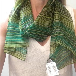 NWT Echo sheer and shimmery green/brown scarf.